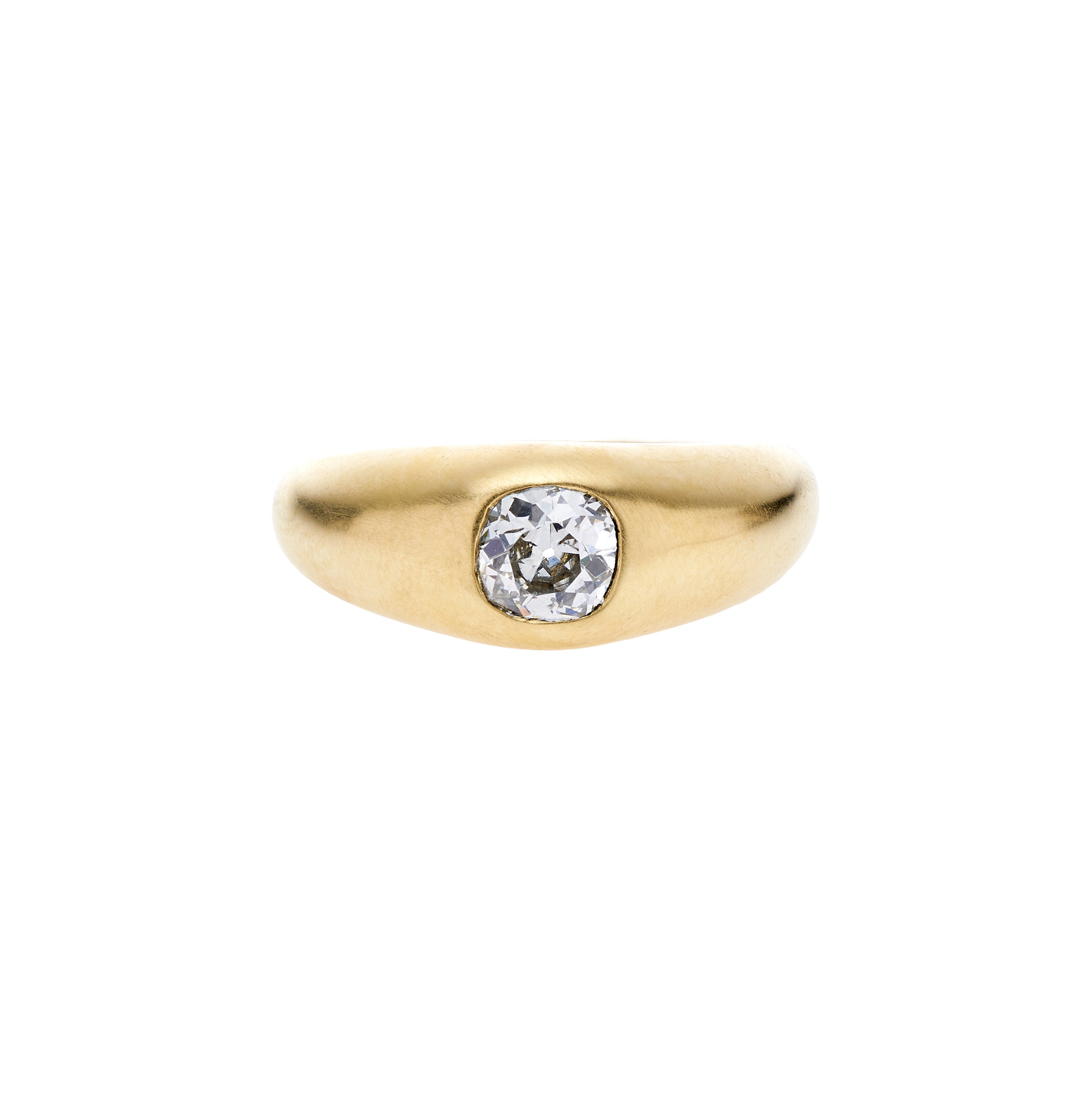 TenThousandThings 18k Old Mine Cut Diamond Cigar Band Ring- 0.7ct.