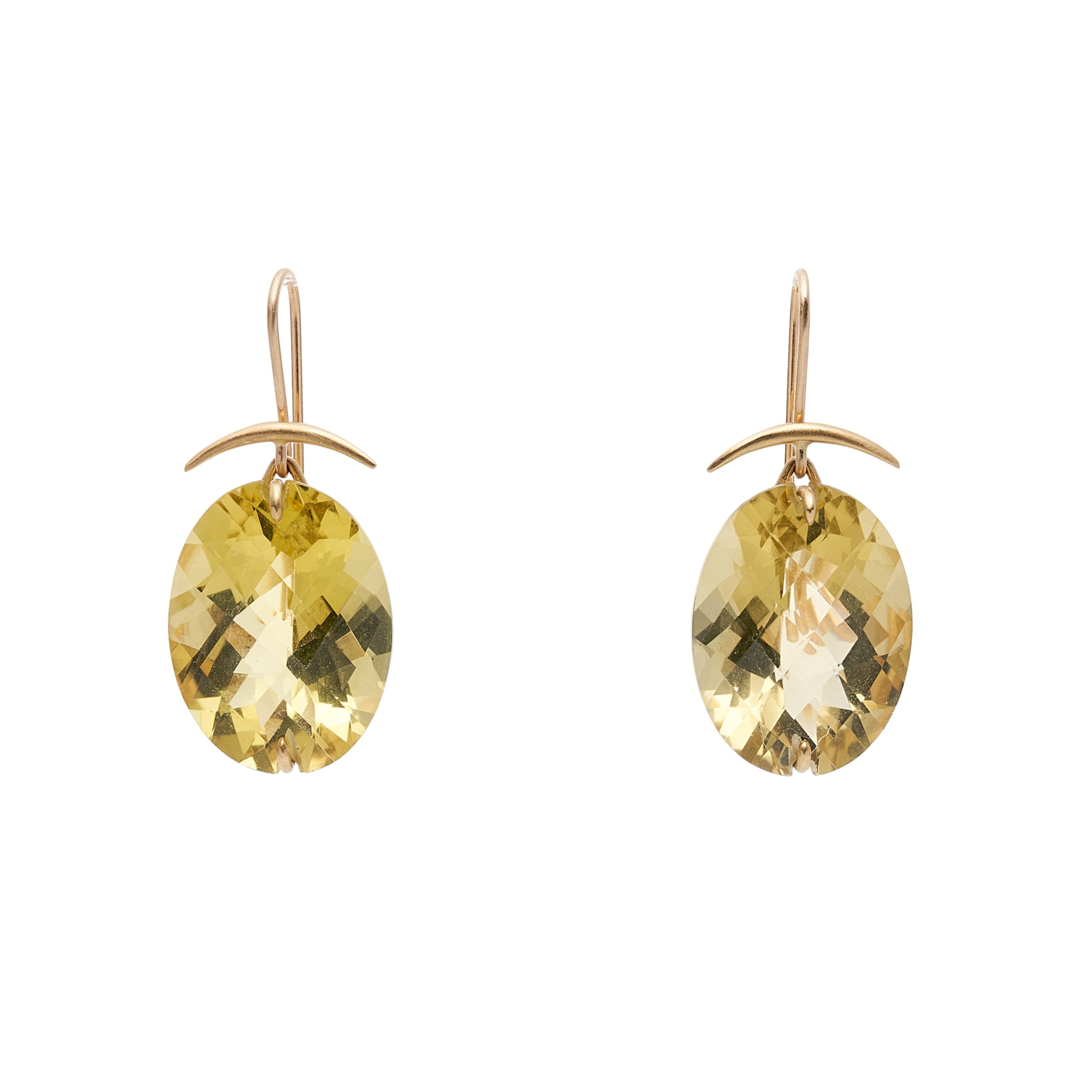 Gabriella Kiss 18k Oval Facetted Lemon Quartz Drop Earrings