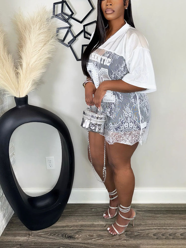 Lace Jersey Top