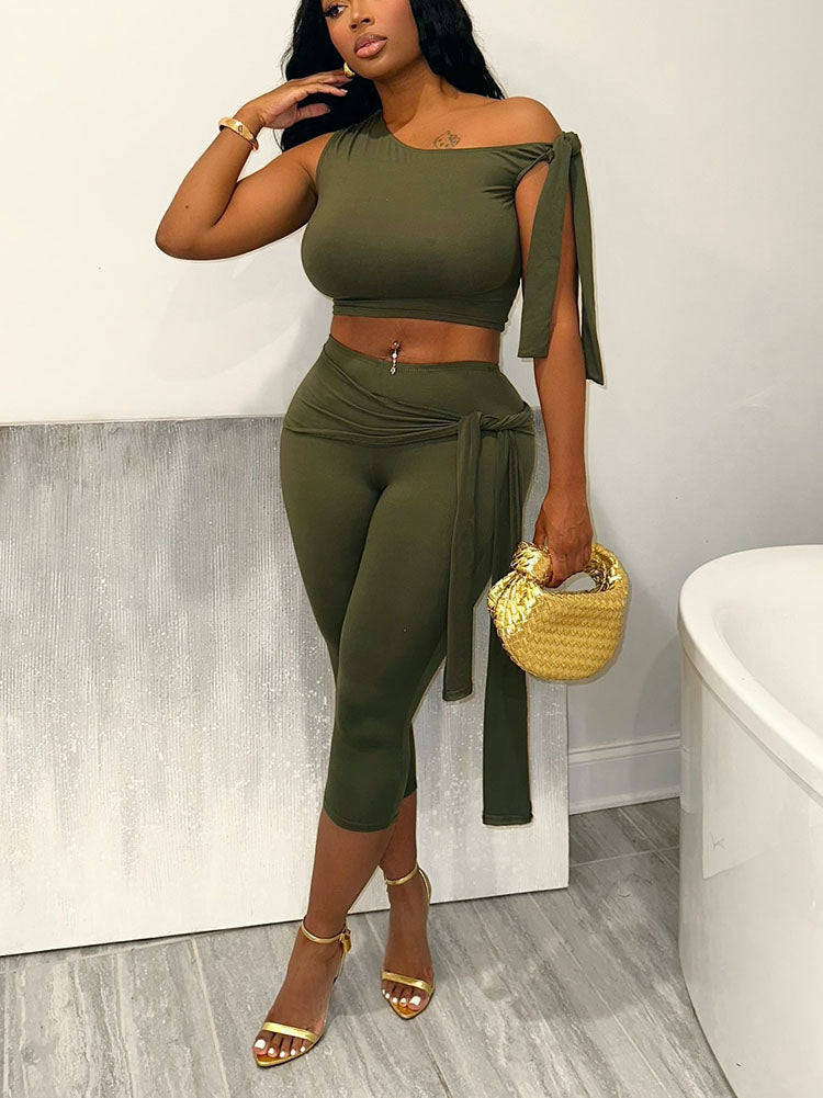 Tie-Up Top & Capri Leggings Set