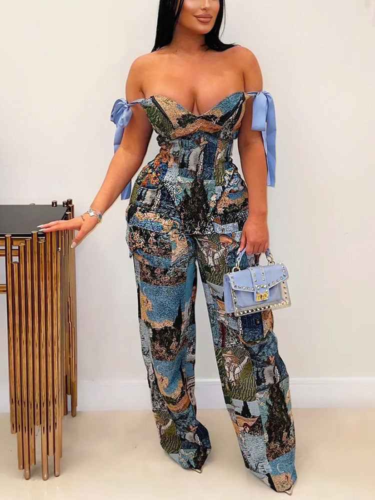 Vintage Corset Top & Cargo Pants Set