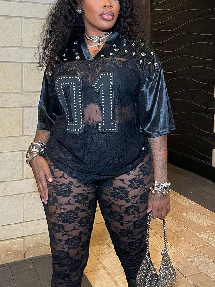Lace Jersey Top