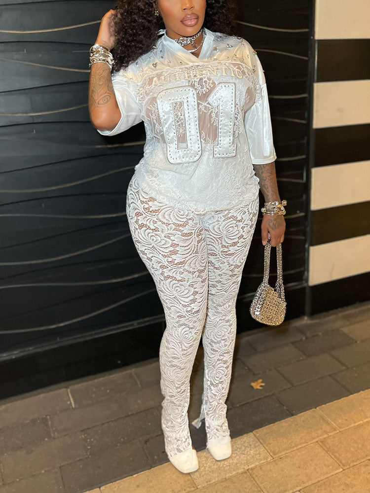 Lace Jersey Top