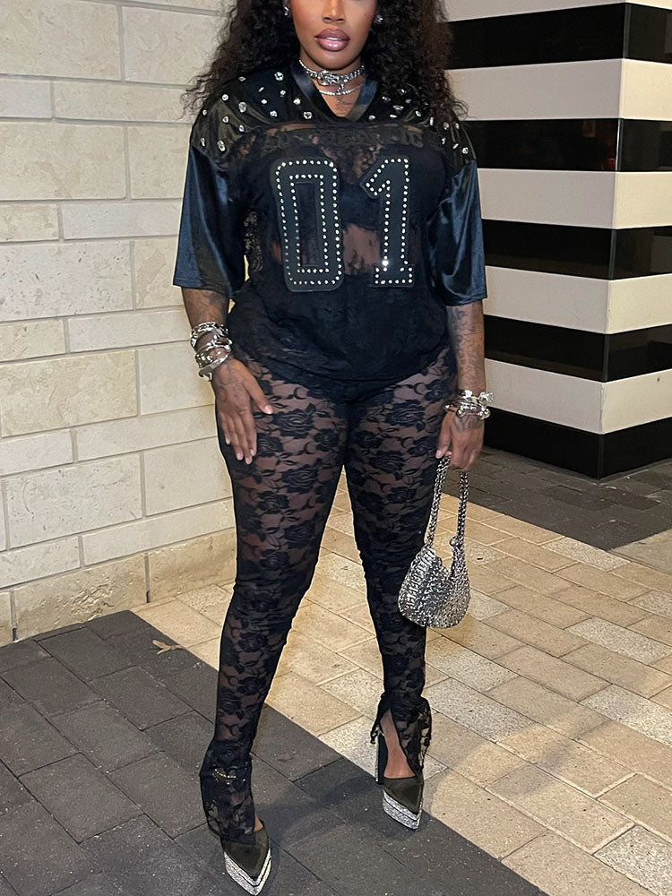 Lace Jersey Top