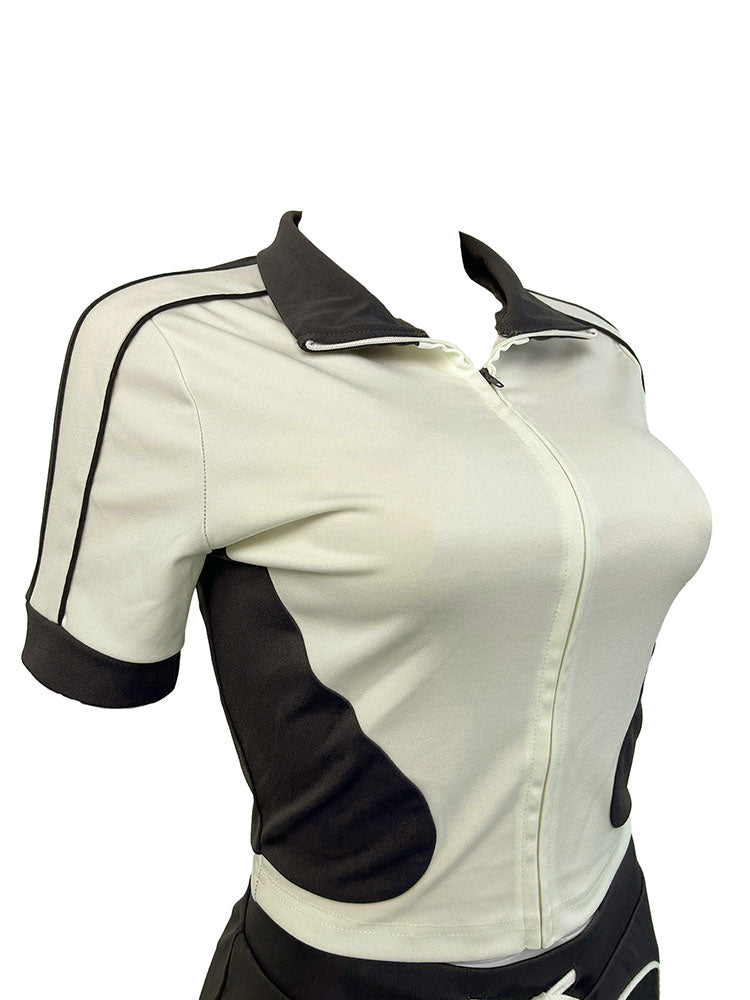 Sporty Contrast Jacket & Shorts Set