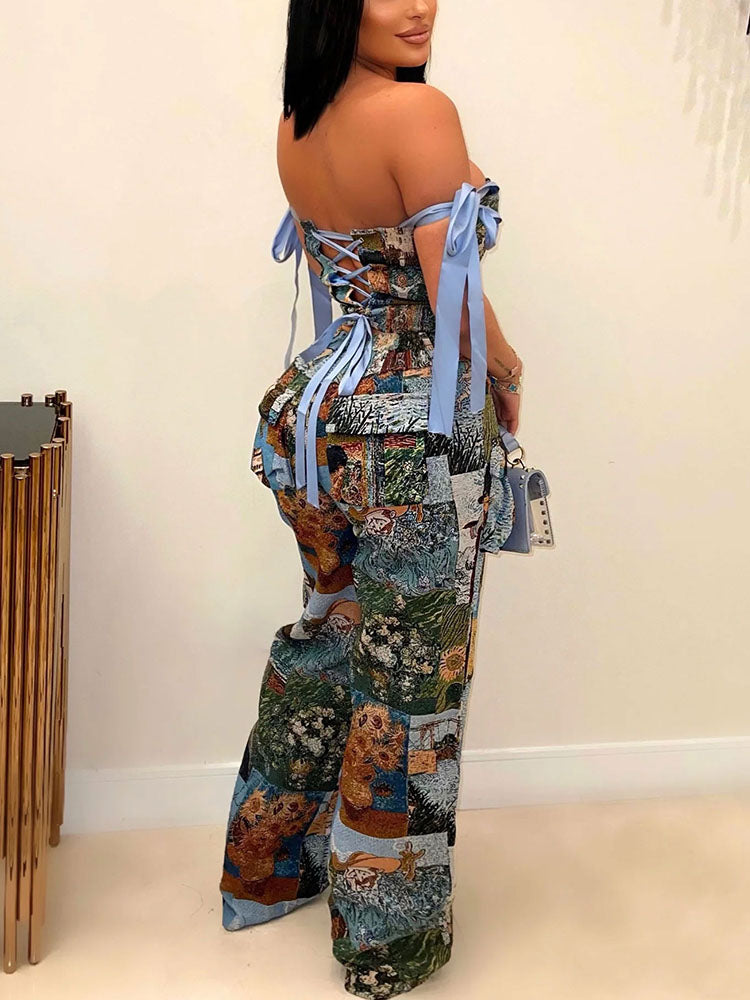 Vintage Corset Top & Cargo Pants Set