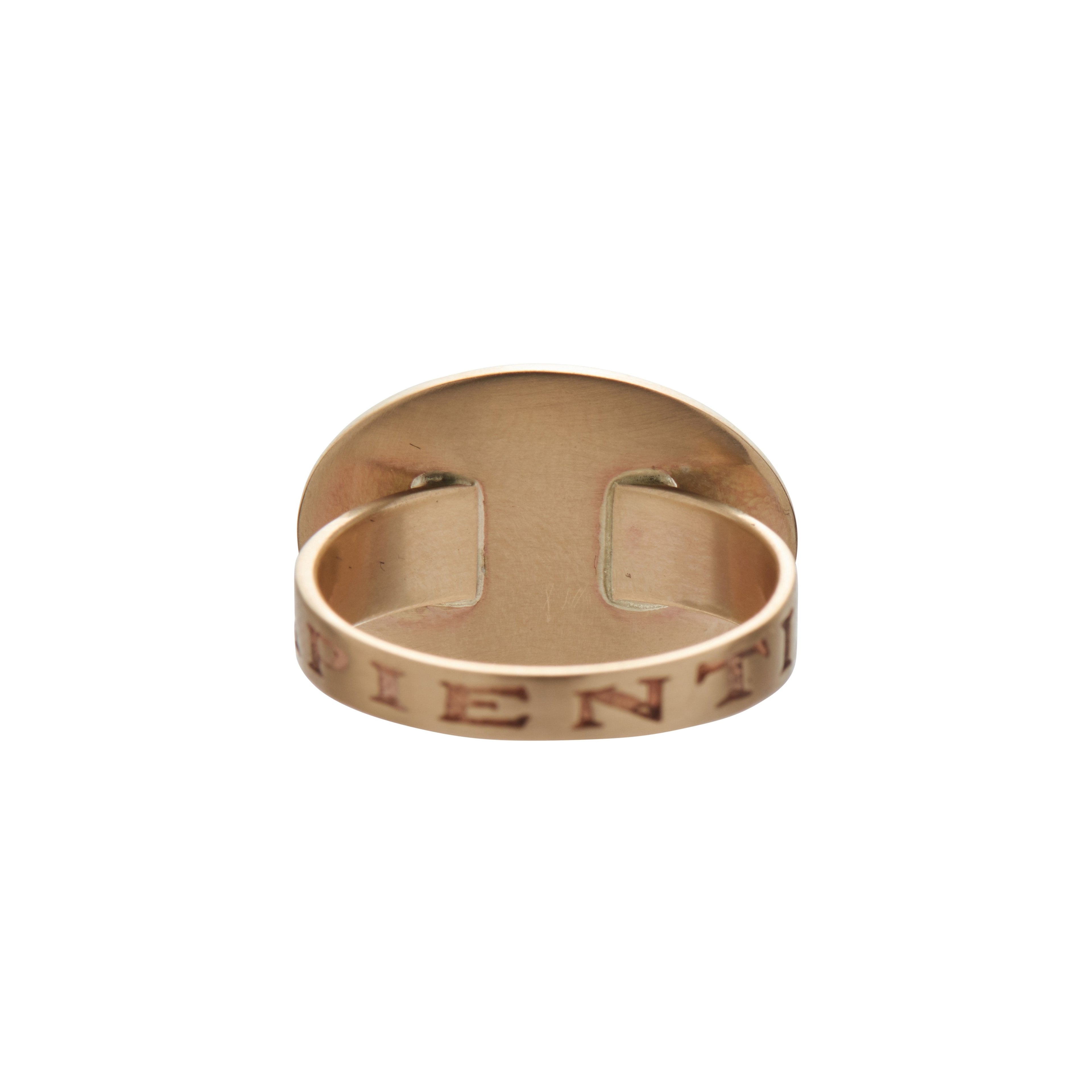Gabriella Kiss 10k Mouth Love Token Ring Inscribed with Sapientiae