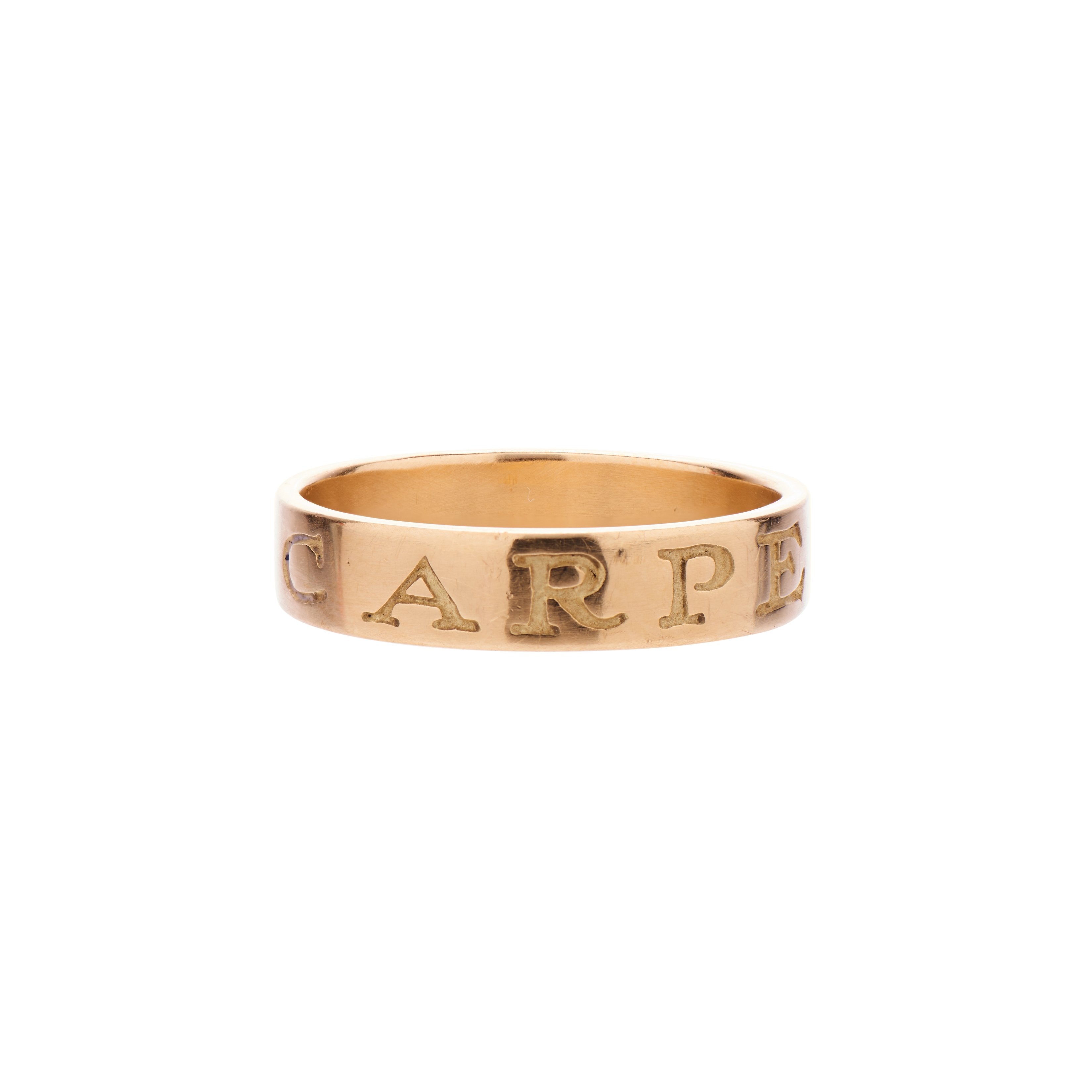 Gabriella Kiss 18k Band Ring Inscribed with Carpe Diem