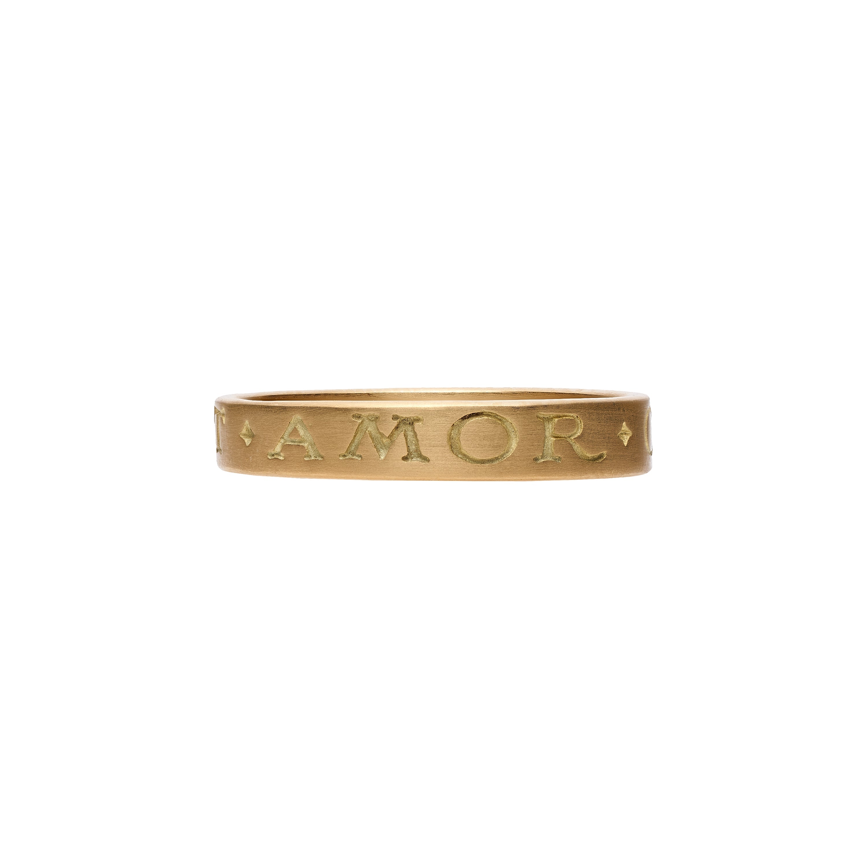 Gabriella Kiss 18k Band Ring Inscribed with Omnia Vincit Amor