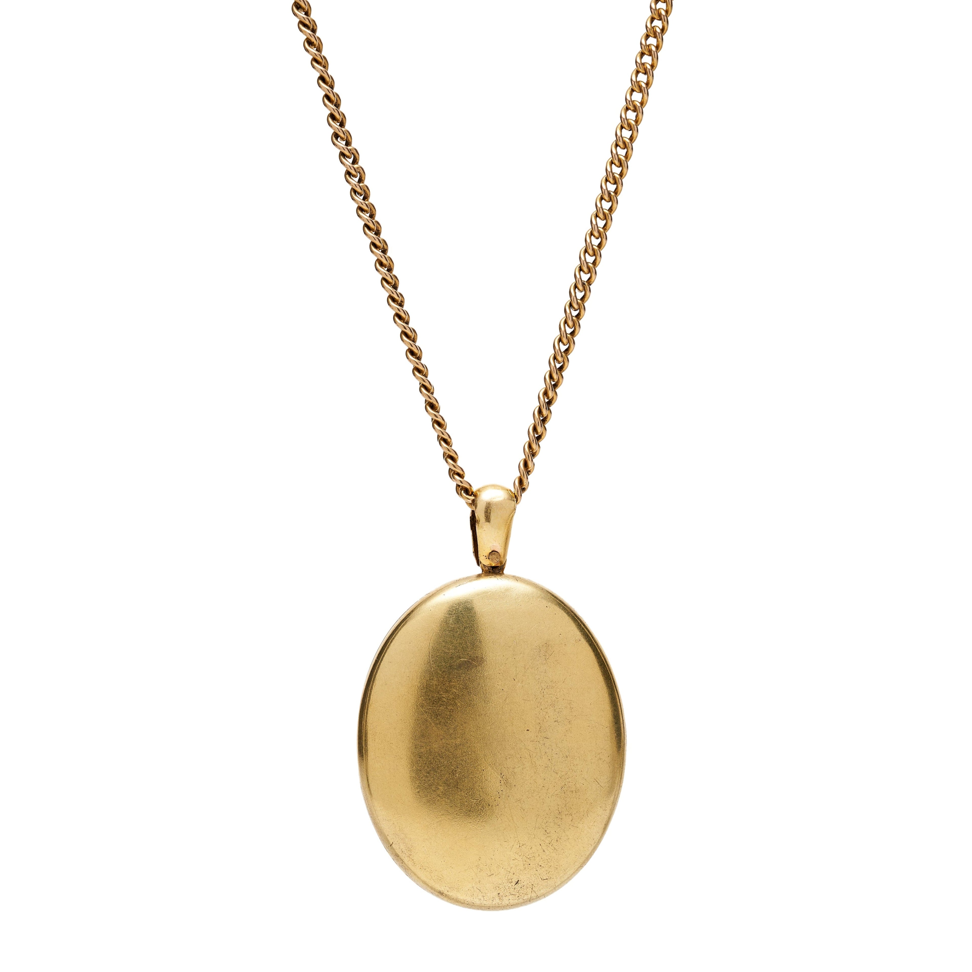 Antique Victorian 14k Bloomed Large Oval Locket Pendant