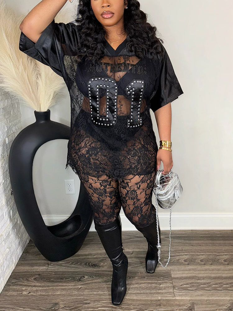 Lace Jersey Top