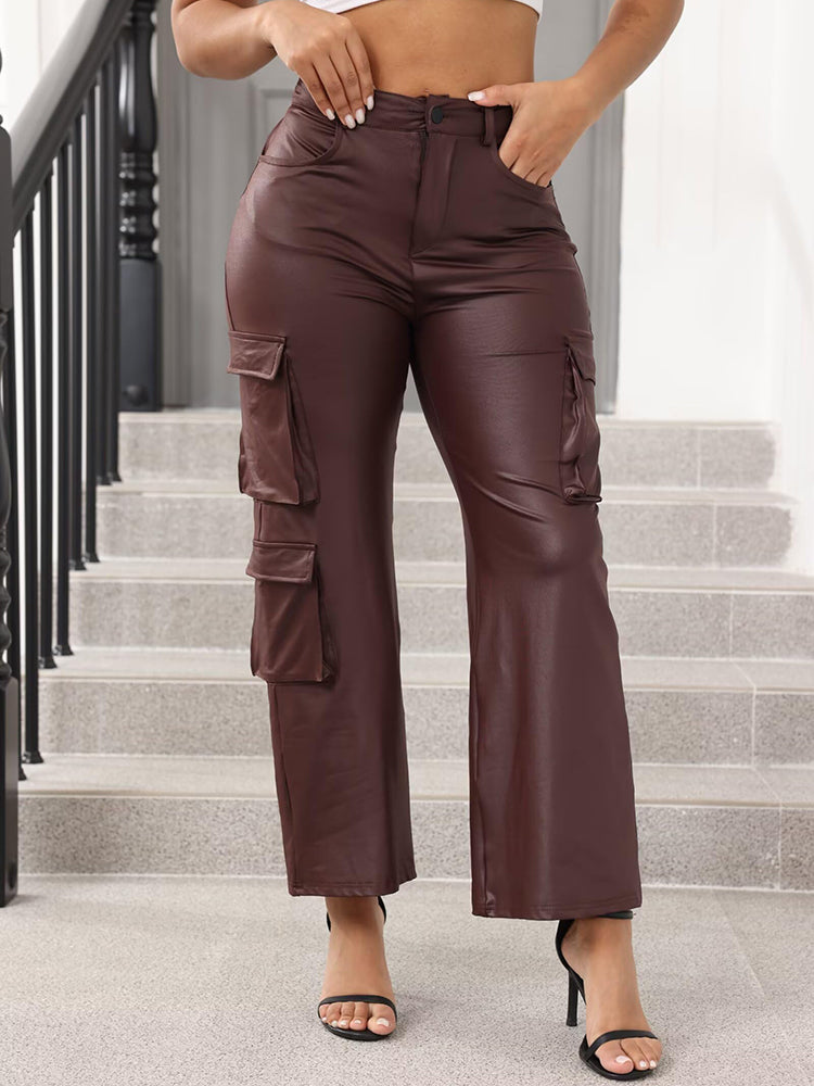 Faux Leather Cargo Pants