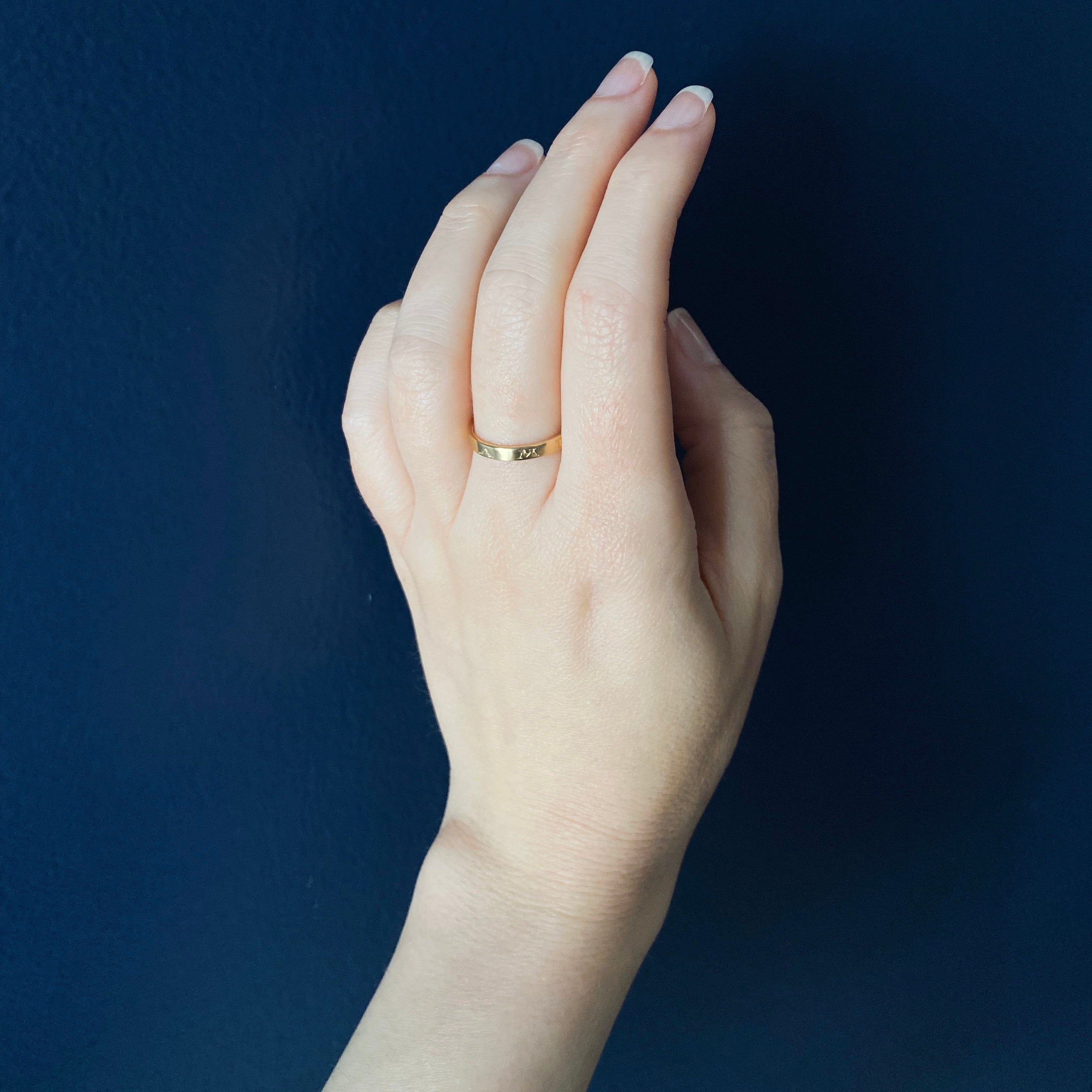 Gabriella Kiss 14k Band Ring Inscribed with Amicitia